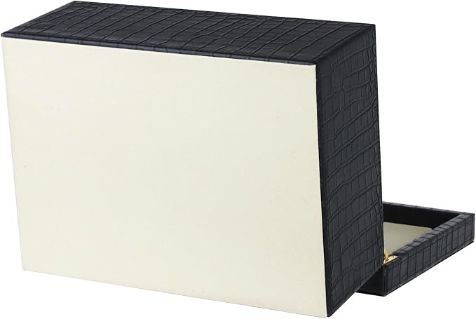 HofferRuffer Faux Leather Decorative Box, Large Wooden Structure Keepsake Box Accessory Organizer Jewelry Organizer with Hinged Lid, Storage Container for Home or Office (CrocoBlack)