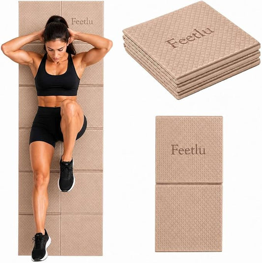 Foldable Yoga Mat, 6mm Thick, 72L x 24W Inch, Lightweight, Anti-Slip, and Easy to Store – Perfect for Travel, Yoga, Pilates, Home Workouts, and Floor Exercises