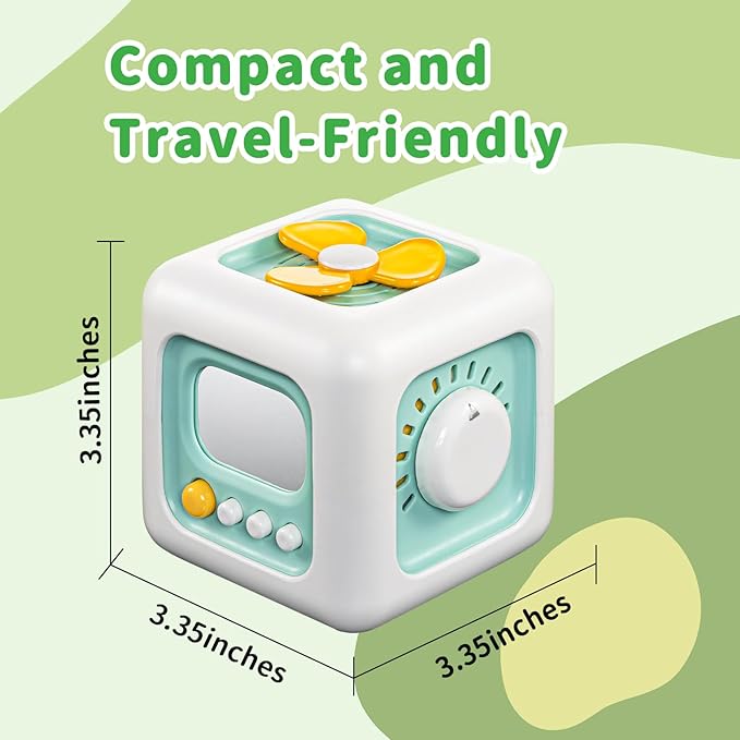 Busy Cube Toy, Sensory Toys for Toddlers 1-3, Baby Car Seat Toys 12-18 Months, Toddler Airplane Travel Toys Age 1-2, Learning Fine Motor Skills, 1st Birthday Gifts