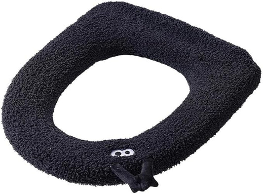 Soft Toilet Seat Washable And Comfortable Plush Toilet Seat Cover Pads, Reusable Thicker Warmer Cover Pads With Handle (Black)