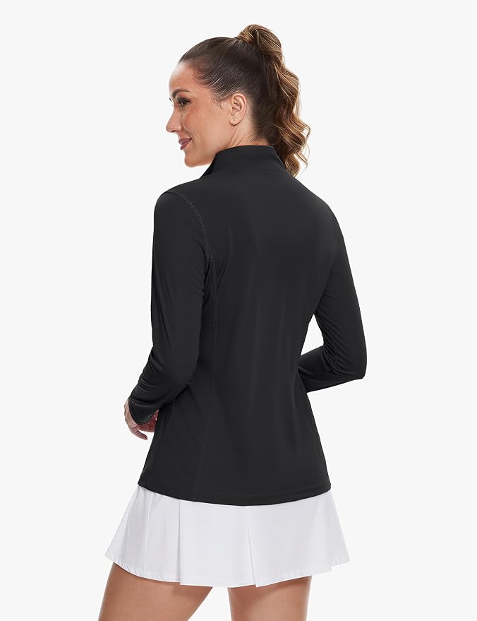 TACVASEN Women's Quarter Zip Pullover Golf Shirts UPF 50+ Long Sleeve Sun Shirts UV Protection Workout Tops