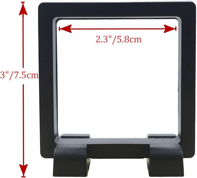 Challenge Coin Holder, Single Coin Display Case, 3D Floating Clear Frame with Feet Stand, Postage Stamp Jewelry Medallion Specimen Medal Holder Box