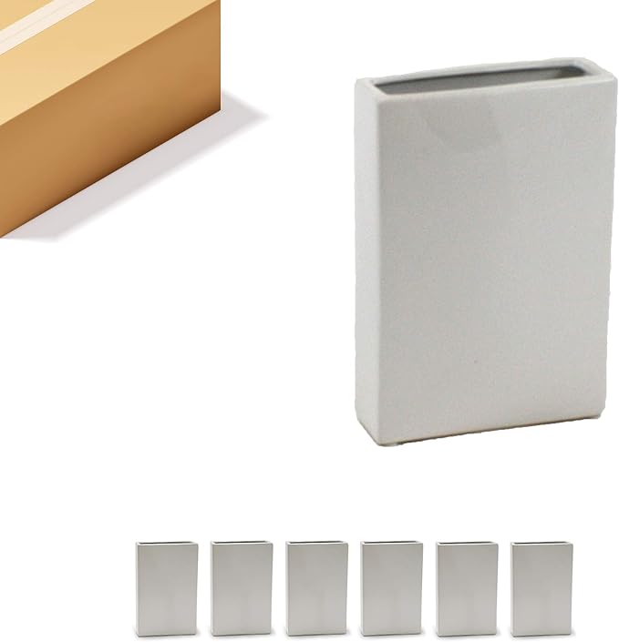 WGV Rectangle Block Ceramic Vase Bulk 8" x 2.5" x 12"H White Tall Narrow Planter Terrarium Floral Centerpiece for Wedding Event Home Decor 6 Pieces