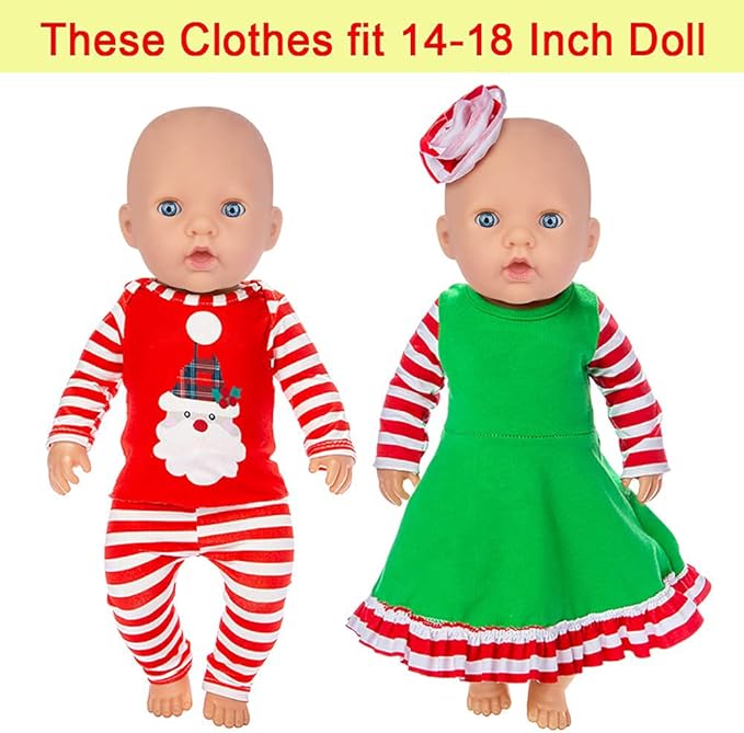 Ecore un 2 Set 18 Inch Doll Christmas Clothes Dress Pajamas Outfits for 18 Inch Girl Doll