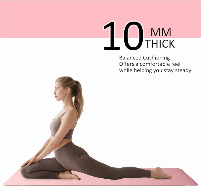 Thick and Wide Yoga Mat 72''x24''/35''(8mm/10mm) for Women and Men, Durable & Cushioned Yoga Mat with Carrying Strap for Pilates, Stretching and Home Workout
