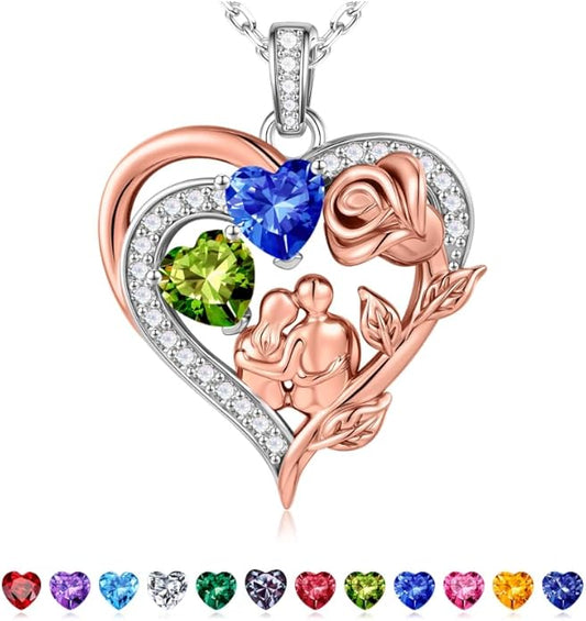 Iefil Valentines Day Gifts for Her - 925 Sterling Silver Birthstone Necklace for Women, Anniversary Birthday Gifts for Wife Girlfriend Mom
