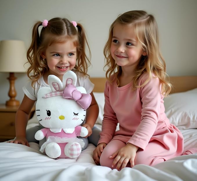 AlphaDesignLuxe Kitty Plush 10” Collectible Kitty Plushie Cute Stuffed Animal Toy Adorable Kawaii Doll (Pink)