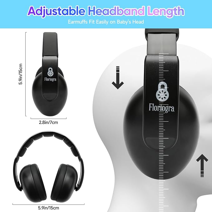 Floriogra Baby Headphones for Noise - [Upgraded Baby-Friendly Version] Ear Muffs Noise Protection Noise Cancelling Headphones - Ear Protection for 3 Months to 2 Years