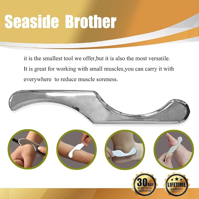 Stainless Steel Gua Sha Scraping Massage Tool - IASTM Tools Great Soft Tissue Mobilization Tool,Therapy Used for Back, Legs, Arms,Neck,Shoulder (S Shape)