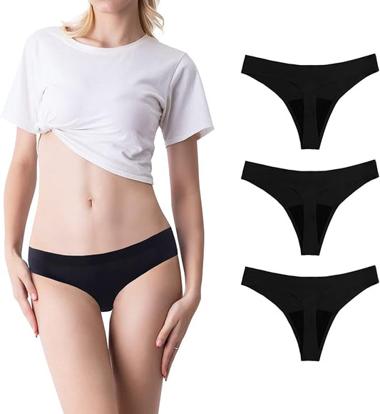 SHARICCA Women Postpartum Period Thongs 4 Layers Leakproof Underwear Panties for teen ladies Multipack
