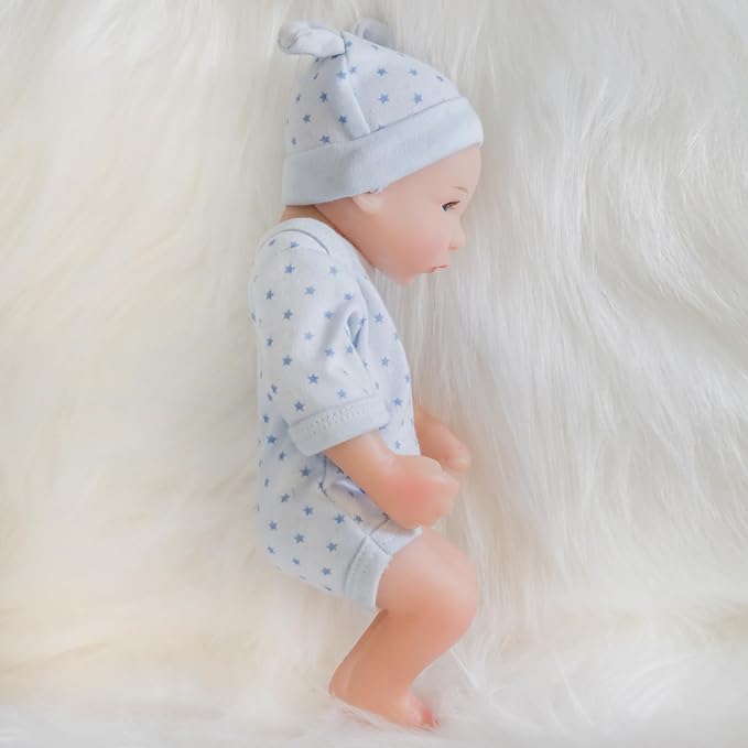 ENA Reborn Baby Doll Realistic Silicone Vinyl Baby 10 inch Weighted Soft Body Lifelike Doll Gift Set for Ages 3+ (Blue Star boy, 10 inch)