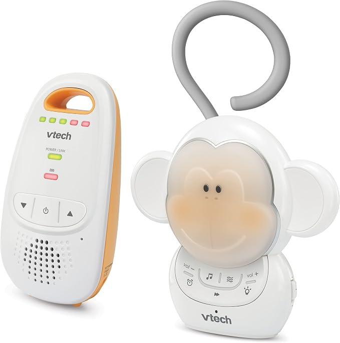 VTech DM1411 Audio Baby Monitor & Portable Soother Dual-Unit Rechargeable Battery, Long Range, Soft-Glow Night Light, Soothing Sounds & Lullabies, Digital Wireless Transmission, Sound Indicator