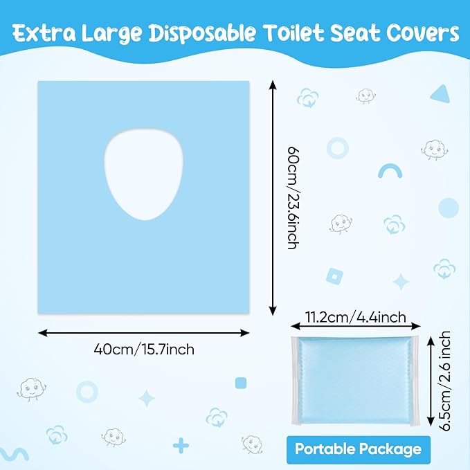 Disposable Toilet Seat Covers (30-Pack) – Waterproof, Individually Wrapped, Portable，Non-Slip Liners for Kids & Adults, Travel & Home Use