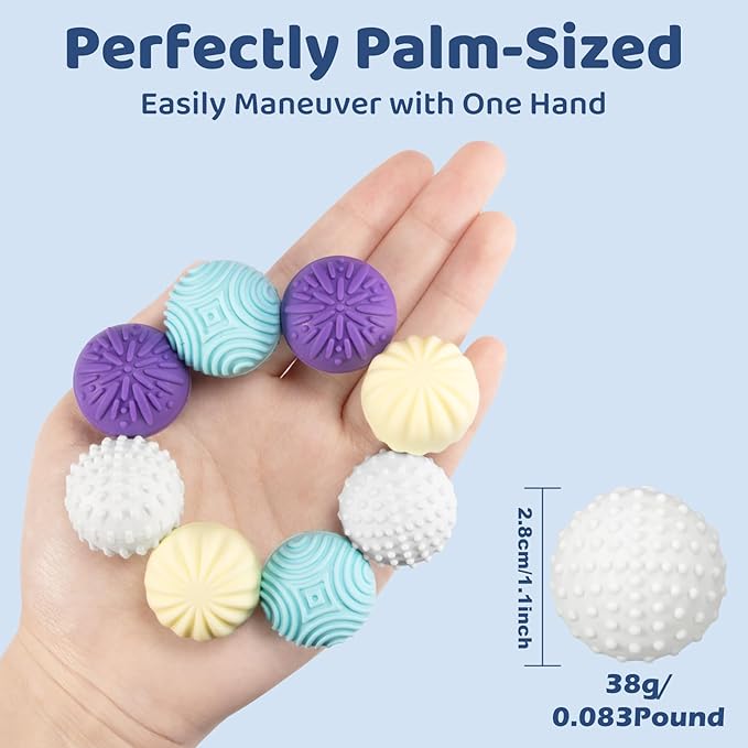 Magnetic Sensory Fidget Balls – 8-Pack Silicone Weighted Stress Relief Toys for Adults & Teens – Quiet, Textured Magnet Fidgets for ADHD, Autism & Anxiety – Gift for Desk, Travel & Office