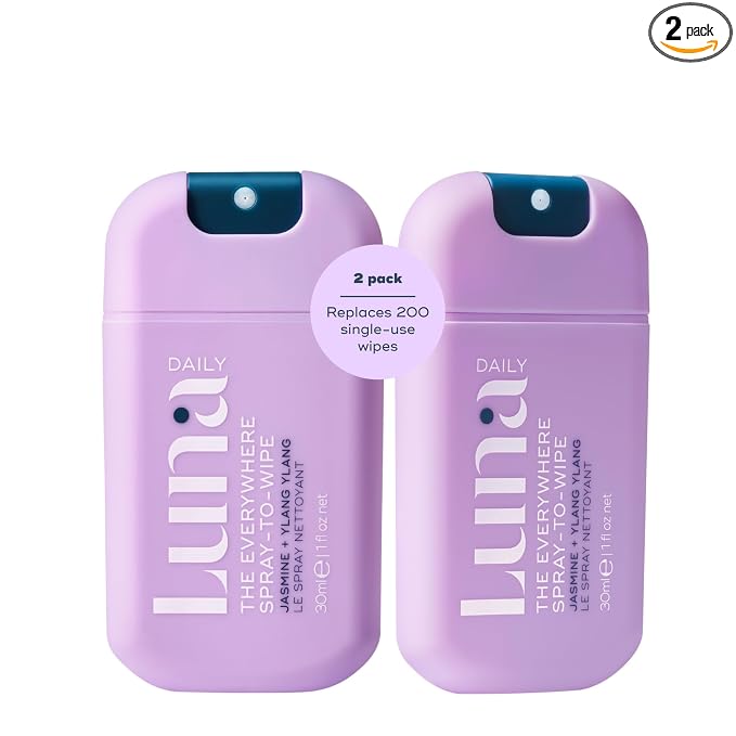 Luna Daily The Everywhere Spray-to-Wipe | Jasmine + Ylang Ylang, 1 Fl Oz