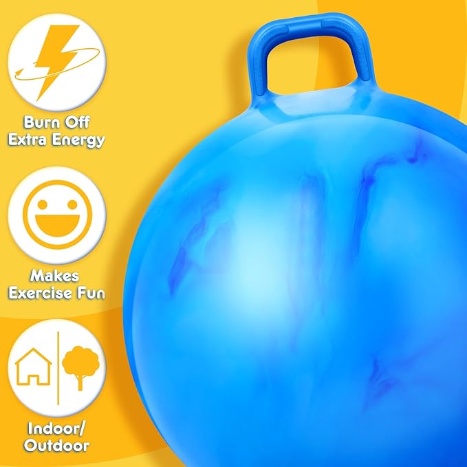 Lewtemi 2 Pcs 31 Inch Big Bouncing Ball with Handle Jumping Hopper Bouncy Ball for Adults Exercise and Air Pump for Outdoor Sports Game(Gradient Purple, Gradient Blue)