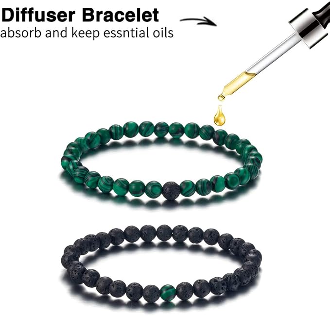Softones 6MM Lava Rock Aromatherapy Anxiety Essential Oil Diffuser Beads Bracelet for Women Men,Friendship Couples Gifts Natural Stone Bracelets