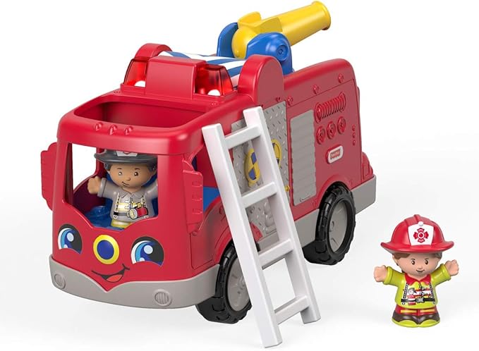 Fisher-Price Little People Toddler Toy Helping Others Fire Truck with Music Lights & Figures for Preschool Pretend Play Kids Ages 1+ Years