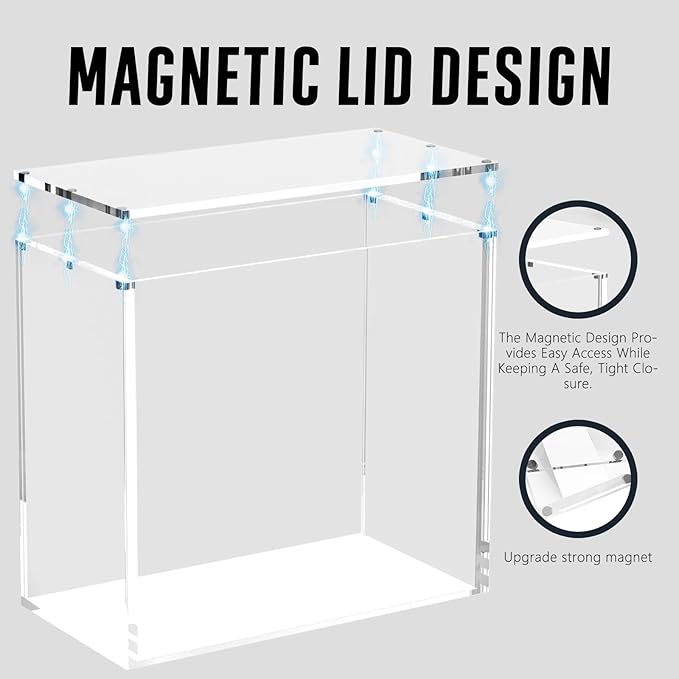 Acrylic ETB Protector Case Magnetic Ultra Thick 8mm + 5mm Elite Trainer Box Acrylic Display Case Stackable Hard Compatible with PKMN Elite Trainer Boxes with Strong Magnets Easy Top Loading