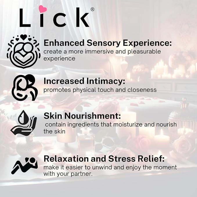 Lick Caramel Flavored Massage Oil – Warm Dessert Edible Massage Oil with Vitamin E, Smooth Body-Safe Texture for Intimate Couples Massage & Relaxation, 4 oz
