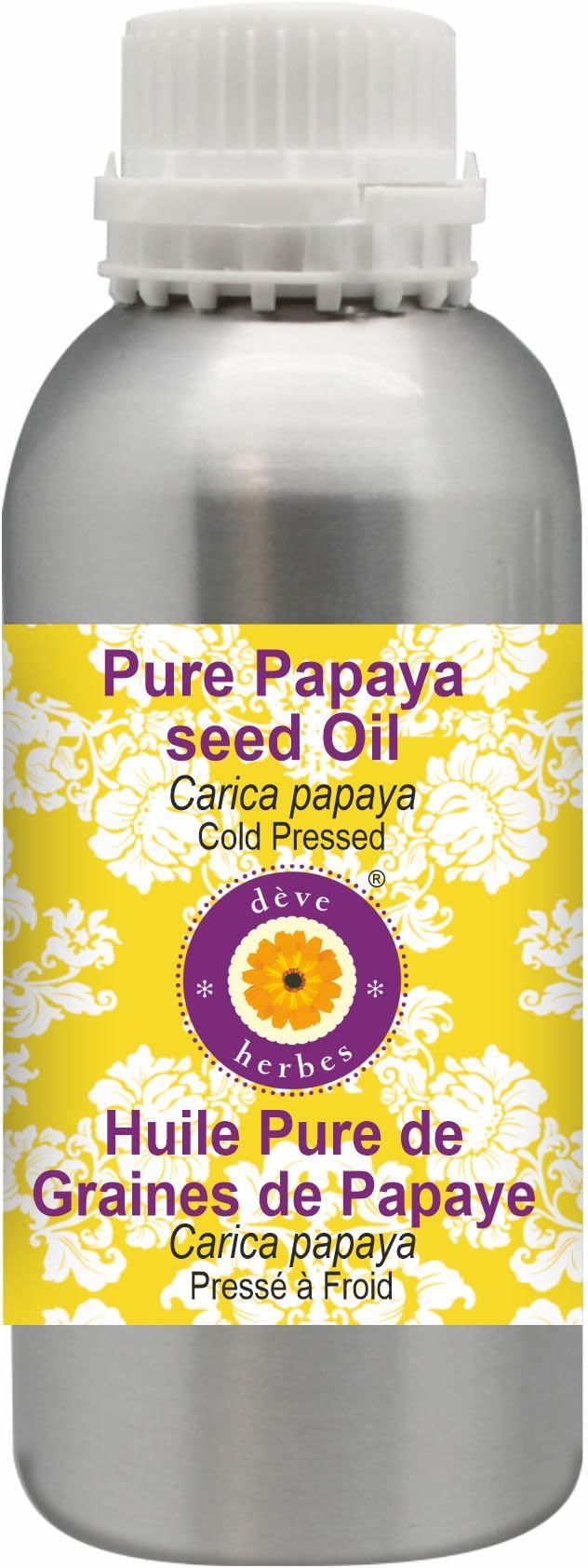 Deve Herbes Pure Papaya Seed Oil (Carica Papaya) Cold Pressed 1250ml (42 oz)