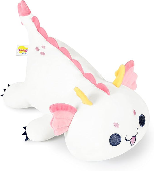 Onsoyours Chubby Dragon Stuffed Animal Adorable Plushies Soft Huggable Plush Pillow Kawaii Cute White Dragon Plushie Toy for Kids (White Dragon, 10")