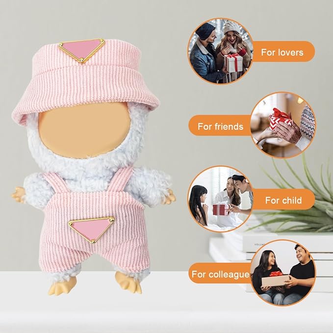 Clothes for 17cm Dolls(NO Doll) Outfit with Accessories Suit Cute Stylish Dress Up Set Pink Set
