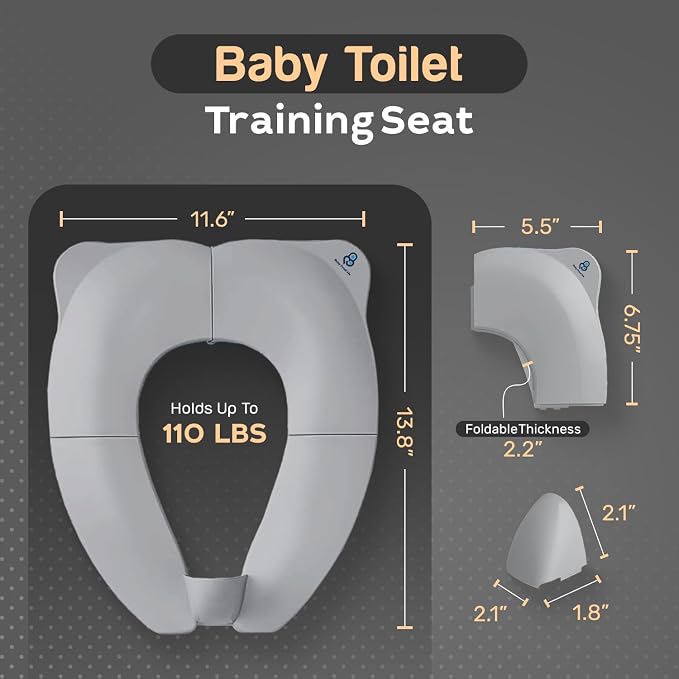 Baby Proof Me Travel Potty Training Seat for Toddlers Boys and Girls – ABS Plastic Foldable, Non-Slip Suction Cups, Fits Round & Oval Toilets, Portable Toilet Seat for Kids, Includes Free Travel Bag