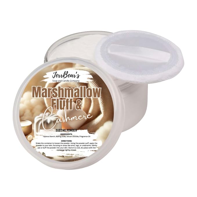 Marshmallow Fluff & Cashmere Dusting Powder for Women, 4oz Jar | Talc Free Body Formula, Soft Scented Skin Care, Gentle Powder for Daily Freshness, Includes Puff Application
