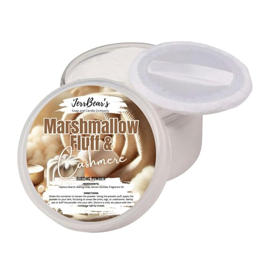 Marshmallow Fluff & Cashmere Dusting Powder for Women, 4oz Jar | Talc Free Body Formula, Soft Scented Skin Care, Gentle Powder for Daily Freshness, Includes Puff Application