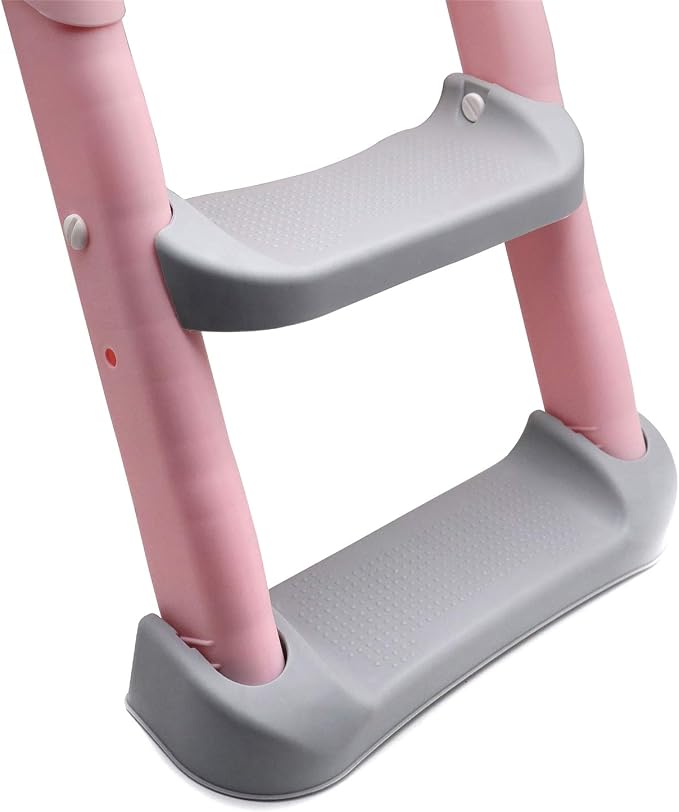 Classic Potty Training Toilet Ladder Seat With Upgraded Cushion Step Stool Ladder Toilet Trainer for Baby Toddler Kids Children In Pink [P/N: ET-BABY002-PINK-C]