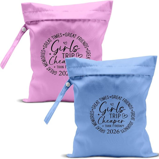 2Pcs Girls Trip Gifts Wet Dry Bag, Beach Wet Bag Favors, Aloha Bags Sunscreen Bags Swimsuit Toiletry Travel Essentials For Women, Beach Travel Gym Laundry bags for Dirty Diaper Swimsuit Gifts