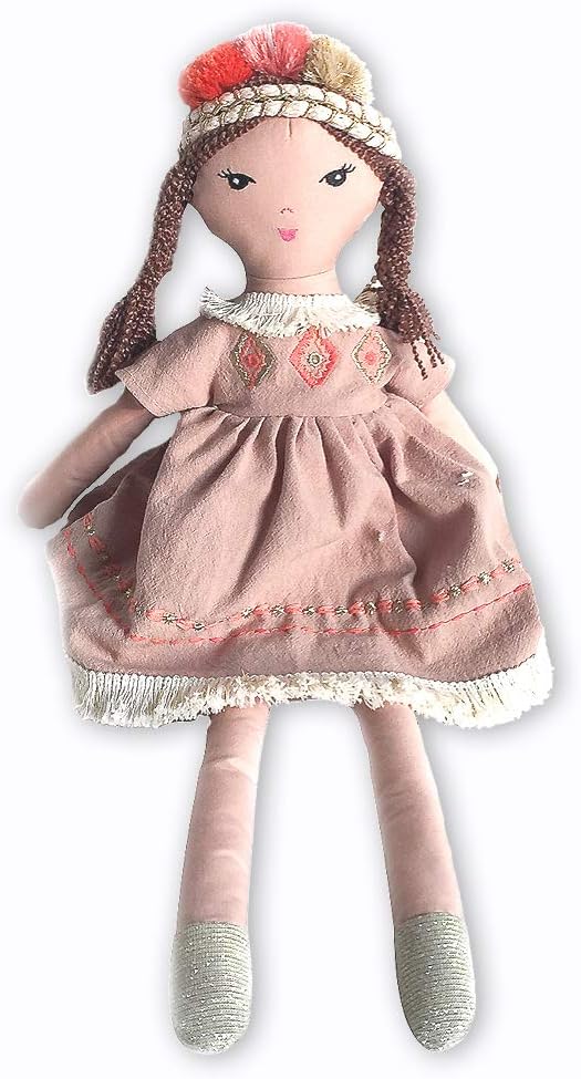 MON AMI Ruthie The Bohemian Princess Doll 18 “, Plush Tribal Doll for Kids of All Ages, Latte Color, Use as Toy or Room Decor, Great Gift for Christmas