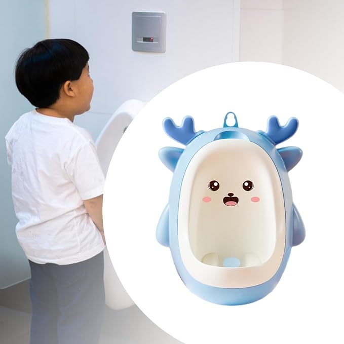 Milageto Dinosaur Potty Trainer Urinal Standing Potty, Cartoon Portable Urinals Toilet Training Hanging Pee Trainer for Child Toddlers, Blue