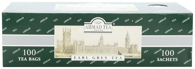 Ahmad Tea Earl Grey Tea, 100 Paper Enveloped Teabags (Pack of 1)
