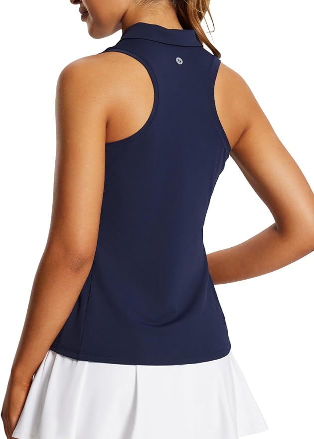 baleaf Women's Golf Shirts Sleeveless Polo Racerback with Zipper Collar | Upf 50+ Sun Protection; Racerback for Free Movement; Quick-Dry and 1/4 Zipper Collar.Perfect for Golf, Tennis and Pickleball