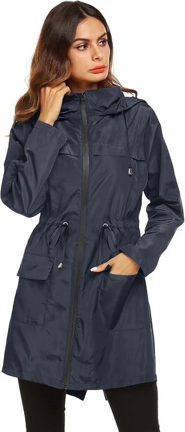 Lomon Women Waterproof Lightweight Rain Jacket Active Outdoor Hooded Raincoat