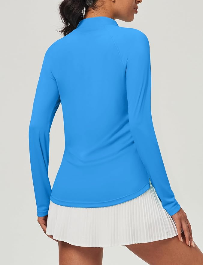 Heathyoga Long Sleeve Workout Tops for Women Golf Shirt UPF 50+ Swim Shirts for Woman UV Sun Protection Quarter Zip Pullover