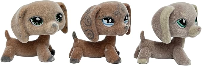3pcs/Set Custom Flocked Pet Shop Toys Short Hair Cat Kitten Collie Great Dane Cocker Spaniel Dachshund Puppy Dog OOAK Compatible with LPS (#Mono and #640 and #1751)