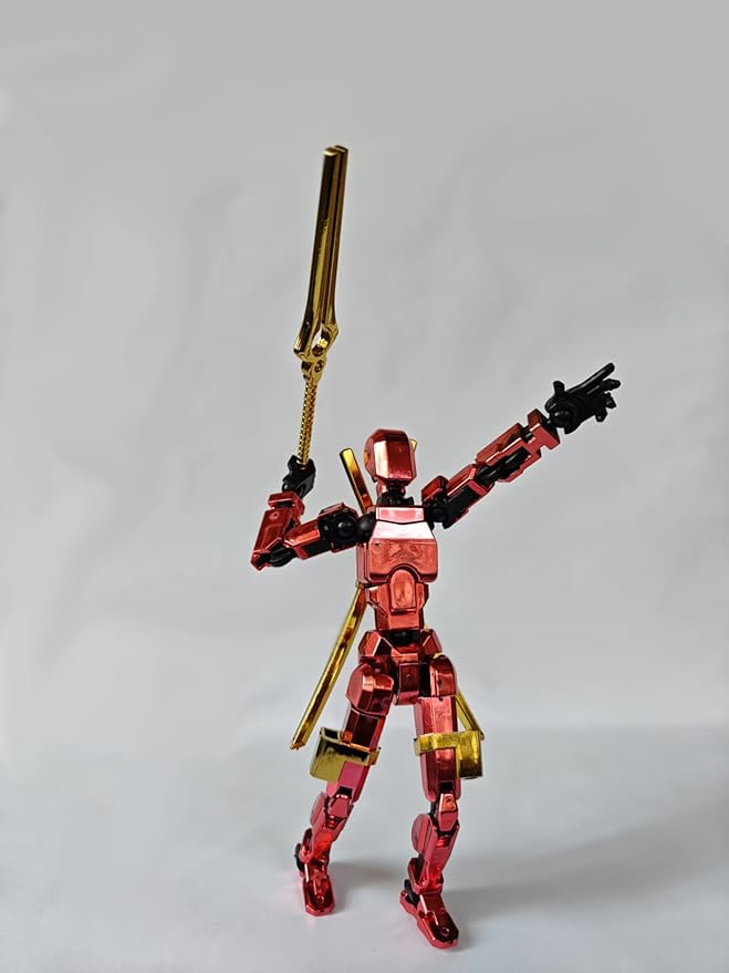 T13 Action Figure Set – 4-Pack Dummy 13|Titan 13 Poseable Robot Figures, DIY Collectible Toys for Kids & Adults, Metallic Style