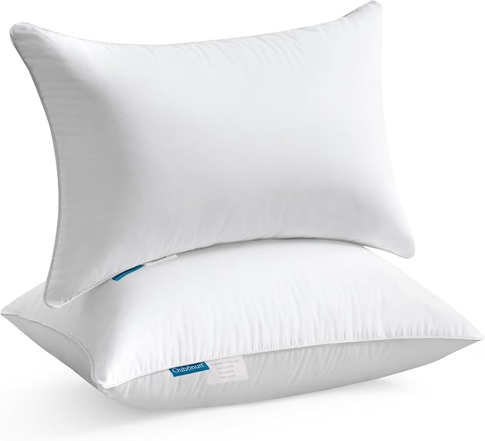 Oubonun 12x20 Lumbar Throw Pillow Inserts 2 Pack, 100% Cotton Breathable Cover Plump Rectangle Square Cushion Inserts White Decorative Pillows for Living Room Bedroom Office
