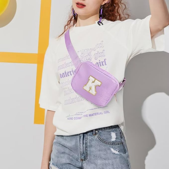 YOOLIFE Birthday Gifts for 4 5 6 7 8 9 10 11 12 13 14 Year Old Girls - Initial Fanny Pack Belt Bag Purse for Girls Teens Daughter Sister Niece, Personalized Trendy Stuff for Teen Girl Kids | Purple V