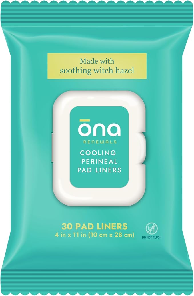Ona Renewals Perineal Pad Panty Liners for Women - 30 Count - Fragrance-Free - Made with Soothing Witch Hazel - Extra Large Cooling Pads for Postpartum Recovery - Postpartum Essentials