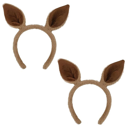 Beviliu Animals Ear 2 Pack Kangaroo Ears Headband Realistic Fluffy Cat Bunny Dog Hairband Halloween Christmas Costume for Washing Makeup Cosplay Party