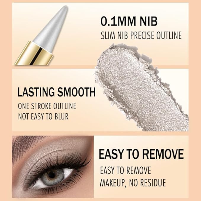 4Pcs Ultra-Pigmented Black Brown Silver Gray Eyeliner – delineador de ojos for Bold, Goth-Inspired Looks, Waterproof Long-Lasting & Intense Color for Dramatic and Smoky Eyes Halloween Makeup