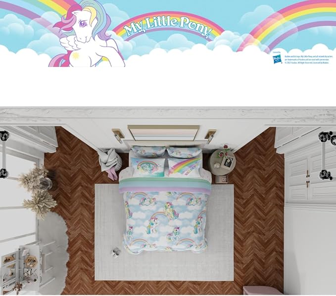 Franco Collectibles My Little Pony Classic Retro Unicorn Rainbow Bedding 7 Piece Super Soft Comforter and Sheet Set with Sham, Full, (100% Official Licensed Product)
