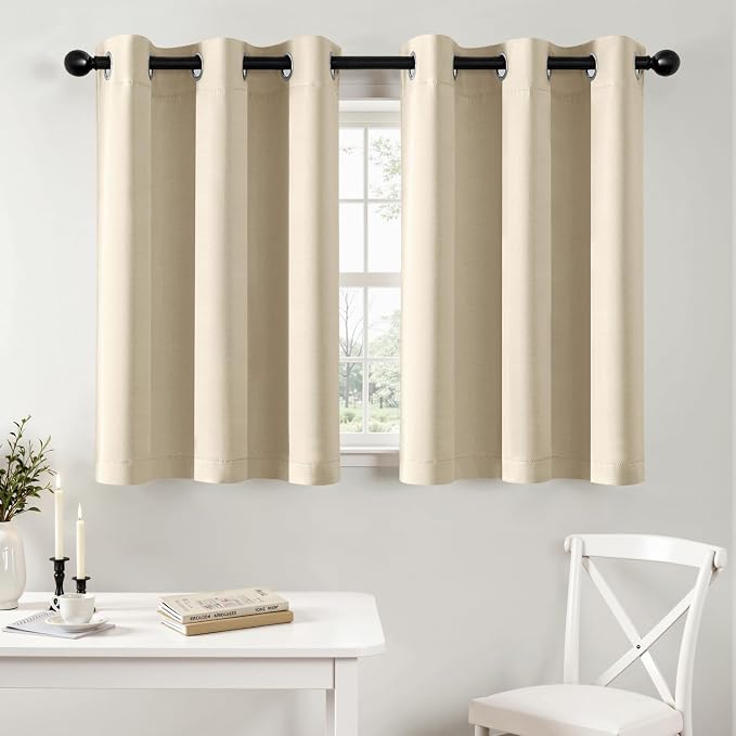MIULEE Blackout Curtains for Bedroom 2 Panels 40 x 36 Inch Long Cream Beige | Thermal Insulated, Living Room Darkening Grommet Drapes, Noise Reducing, Light Blocking Window Treatments
