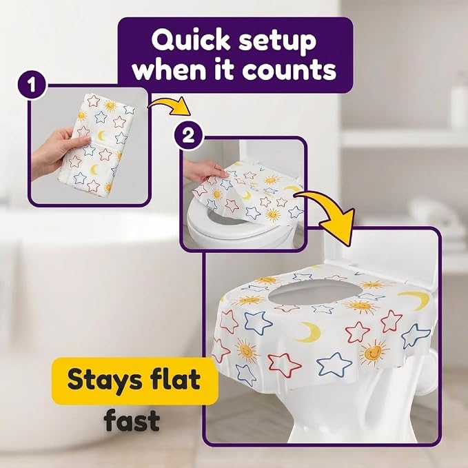 Mighty Clean Baby 44-Pack Disposable Toilet Seat Covers - XL Waterproof Potty Covers for Toddlers, Kids & Adults - Travel, Public Restrooms, Airplane, Potty Training