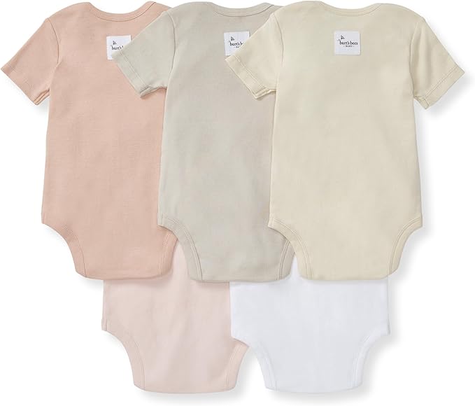 Burt's Bees Baby Bodysuits, Short Sleeve and Long Sleeve One-Pieces, 100% Organic Cotton