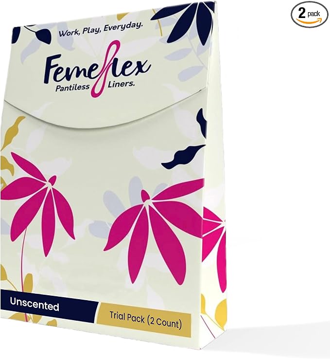 Femeflex Pantiless Panty Liners - Trial Pack (2 Count) Discreet|Compact|One Size Fits All|Wear All Day|Incontinence Support|Slight to Moderate Urine Leakage| No Panties No Problem
